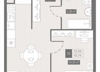 Продается однокомнатная квартира, 43.7 м2, Санкт-Петербург