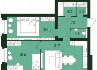 Продажа 2-комнатной квартиры, 71.4 м2, Чебоксары, Чебоксарский проспект, поз5.23