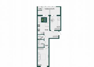 Двухкомнатная квартира на продажу, 59.4 м2, Краснодар, микрорайон Образцово