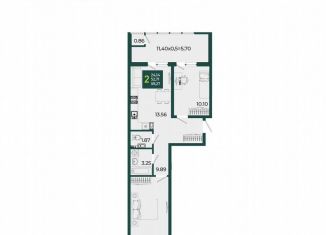 Продам двухкомнатную квартиру, 59.3 м2, Краснодар, микрорайон Образцово