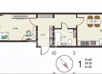 Продам 1-ком. квартиру, 41.4 м2, Липецк