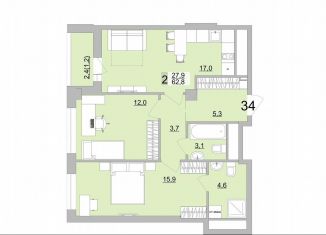 Продаю 2-ком. квартиру, 62.8 м2, Екатеринбург, Верх-Исетский район, Черкасская улица, 5к3