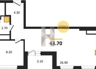 Продается однокомнатная квартира, 43.7 м2, Воронеж