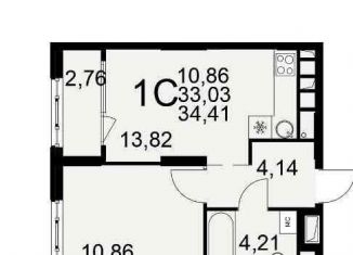 Продажа однокомнатной квартиры, 34.4 м2, Рязань