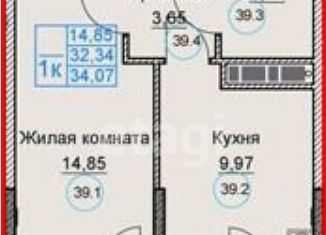 Продаю однокомнатную квартиру, 34.1 м2, Крым, улица Октябрьской Революции, 5