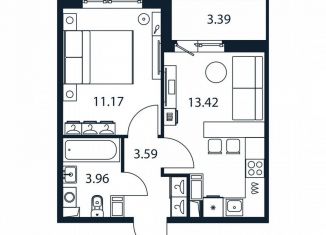 1-комнатная квартира на продажу, 31.7 м2, Ярославль, Романовская улица, 9, ЖК Норские Резиденции