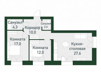 Продажа двухкомнатной квартиры, 73.5 м2, Екатеринбург, Ленинский район
