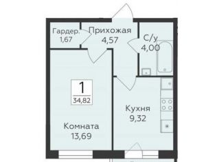 Продам однокомнатную квартиру, 34.8 м2, Воронеж