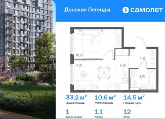 Однокомнатная квартира на продажу, 33.2 м2, Ростов-на-Дону