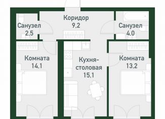 Продам 2-комнатную квартиру, 57.1 м2, Екатеринбург, Ленинский район