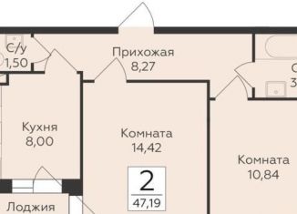 Продажа двухкомнатной квартиры, 47.2 м2, Воронеж