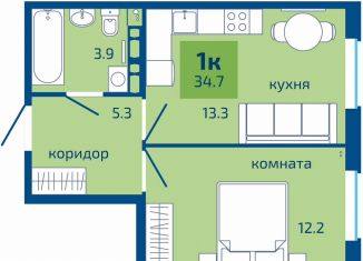 Продажа 1-комнатной квартиры, 34.7 м2, Пермь, Целинная улица, 59