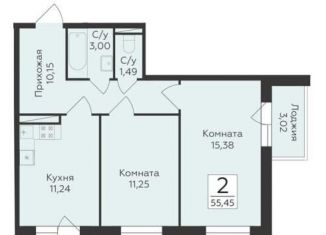 Продаю 2-комнатную квартиру, 55.5 м2, Воронеж