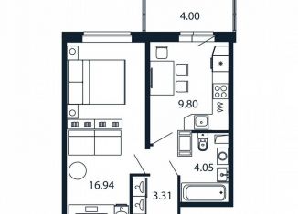 Продаю однокомнатную квартиру, 33.4 м2, Мурино, Ручьёвский проспект, 20