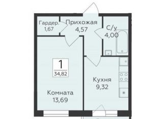Продам 1-комнатную квартиру, 34.8 м2, Воронеж