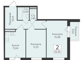 Продажа 2-ком. квартиры, 55.5 м2, Воронеж