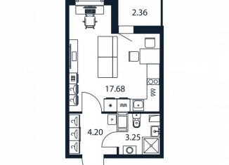 Продаю квартиру студию, 24.8 м2, Мурино, Романовская улица, 9
