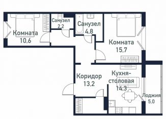 Продам 2-ком. квартиру, 64.4 м2, посёлок Западный