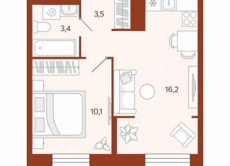 Продается 1-ком. квартира, 33.2 м2, Тюмень, улица Новаторов, 30