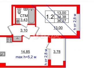 Продажа 1-ком. квартиры, 34.4 м2, посёлок Стрельна, проспект Будённого, 22к4