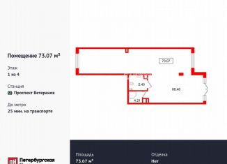 Помещение свободного назначения на продажу, 73.07 м2, Санкт-Петербург