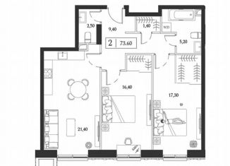Продаю 2-комнатную квартиру, 73 м2, Москва, проспект Андропова, 9/1к1, метро ЗИЛ