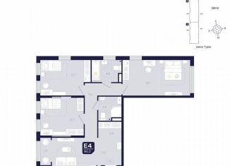 Четырехкомнатная квартира на продажу, 90.2 м2, Тюмень