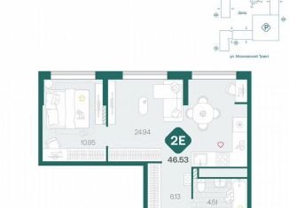 Продаю 2-комнатную квартиру, 46.5 м2, Тюмень