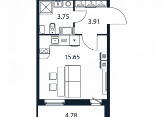Квартира на продажу студия, 22.9 м2, Мурино, Романовская улица, 9
