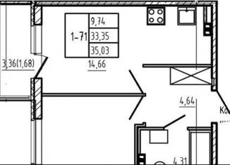 Однокомнатная квартира на продажу, 33.1 м2, Сертолово