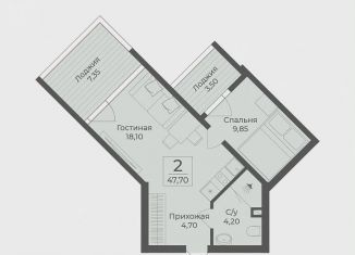 Продается 1-комнатная квартира, 47.7 м2, Крым