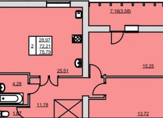 Продается двухкомнатная квартира, 75.8 м2, Нефтекамск, Комсомольский проспект, 53Б