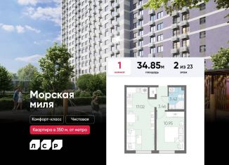 Продажа 1-комнатной квартиры, 34.9 м2, Санкт-Петербург