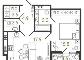 Однокомнатная квартира на продажу, 48.3 м2, Санкт-Петербург, Миргородская улица, 1