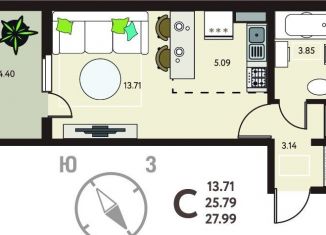 Продам квартиру студию, 28 м2, Липецк
