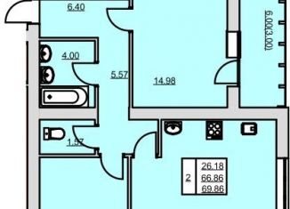 Продам 2-ком. квартиру, 69.9 м2, Нефтекамск, Комсомольский проспект, 53Б