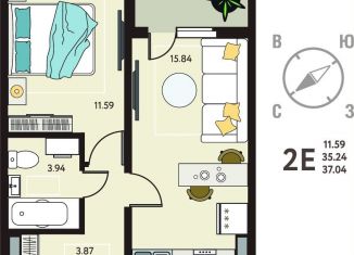 1-ком. квартира на продажу, 37 м2, Липецк