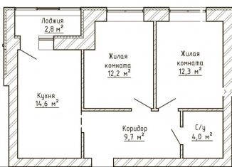 Продается 2-ком. квартира, 54.2 м2, Тольятти