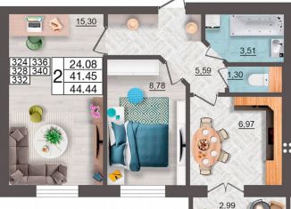 Продается 2-ком. квартира, 44.4 м2, Смоленск