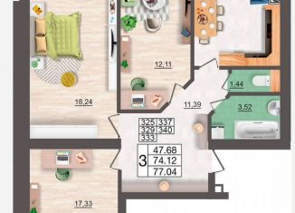 Продаю 3-ком. квартиру, 77 м2, Смоленск