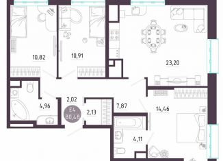 Продам трехкомнатную квартиру, 80.5 м2, Тула, Пряничная улица, 8