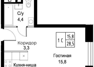 Продажа квартиры студии, 28.5 м2, Москва, улица Намёткина, 10Д, метро Калужская