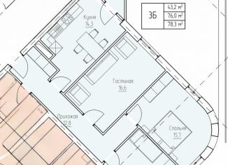 Продам квартиру со свободной планировкой, 78.3 м2, Грозный, Путинский район