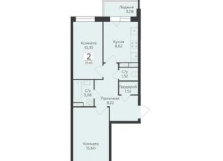 Продажа двухкомнатной квартиры, 51.4 м2, Воронеж