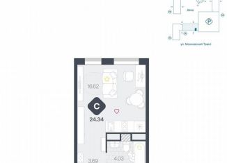 Квартира на продажу студия, 24.3 м2, Тюмень