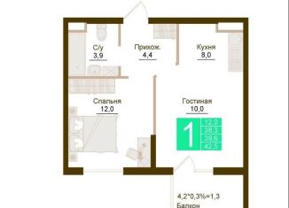 Продаю 1-ком. квартиру, 39.6 м2, Крым