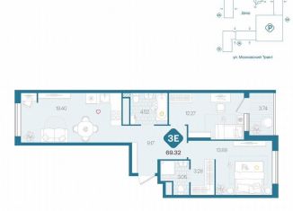 Продам 3-ком. квартиру, 69.3 м2, Тюмень