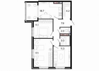 Продам трехкомнатную квартиру, 75.3 м2, Иваново