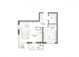 Однокомнатная квартира на продажу, 42.7 м2, село Дядьково, 1-й Бульварный проезд, ЖК Правый Берег