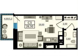 Продам квартиру студию, 26.4 м2, Ростов-на-Дону, Раздорская улица, 2Ас1